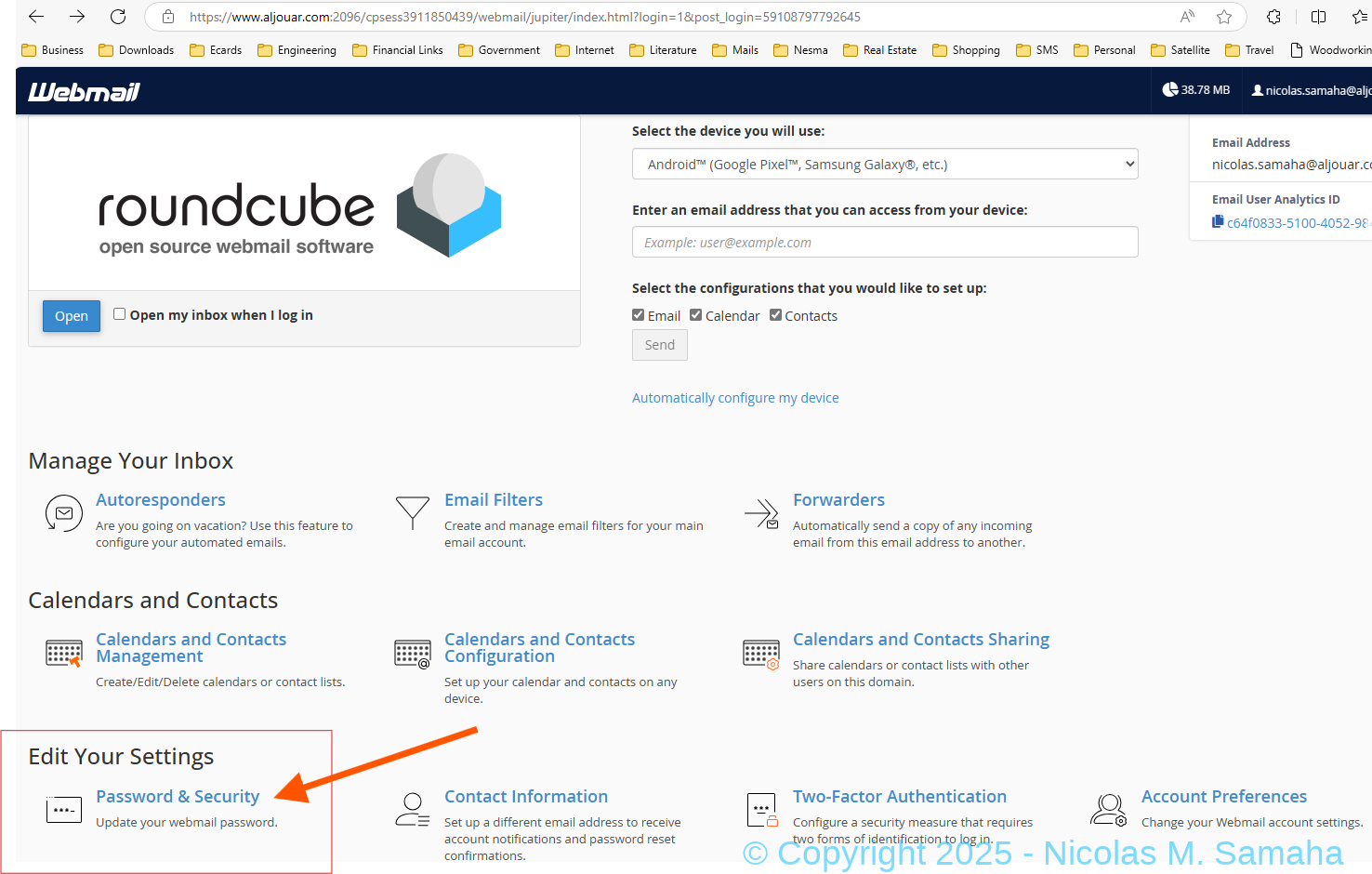 aljouar webmail password change